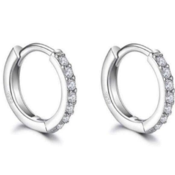 925 Sterling Silver Small Hoop Earrings 12MM - Picture 2 of 6